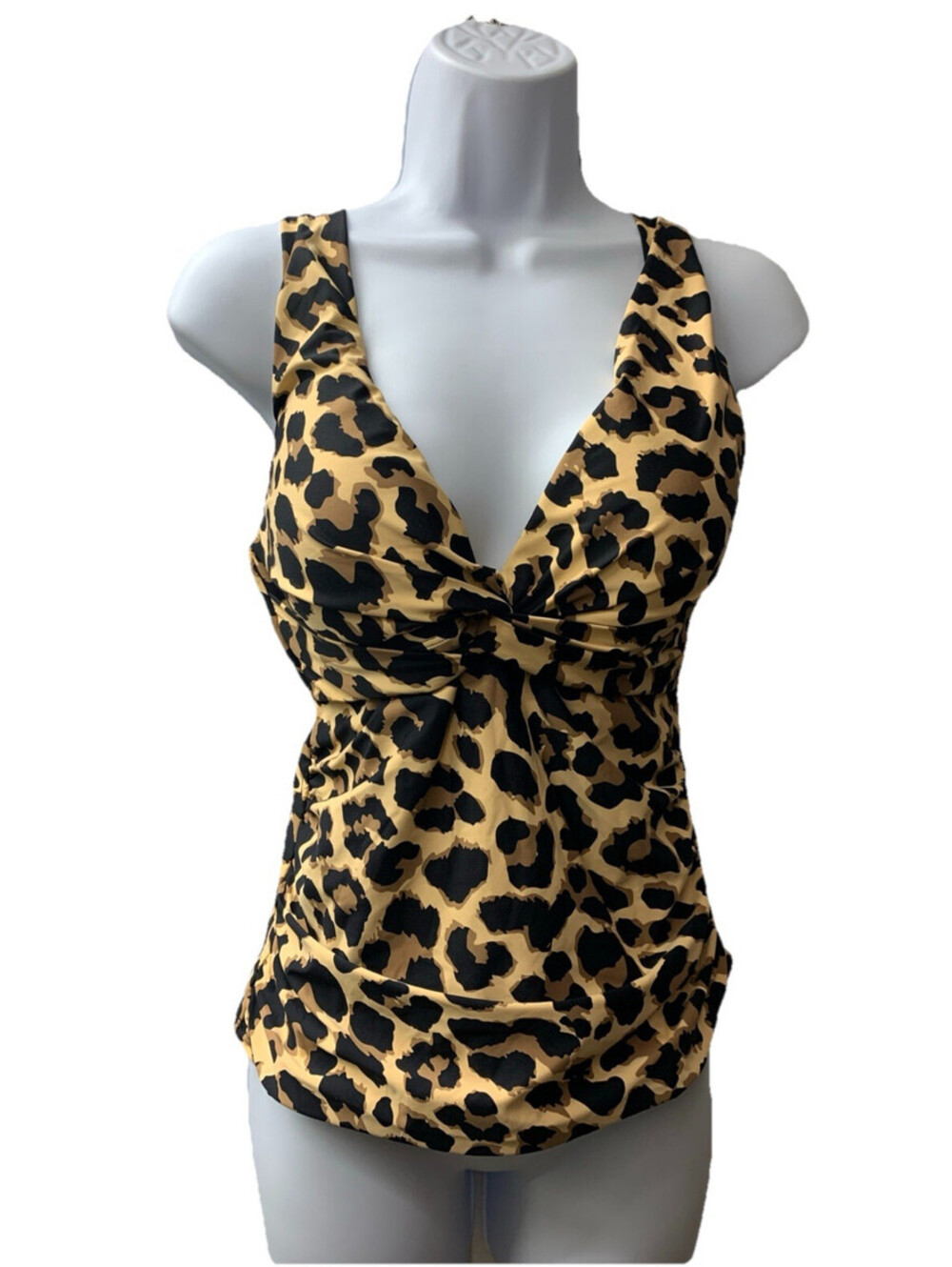 La Blanca LB4BG68 Women's Multicolor Tankini Swimsuit Top Leopard Size V-Neck 8